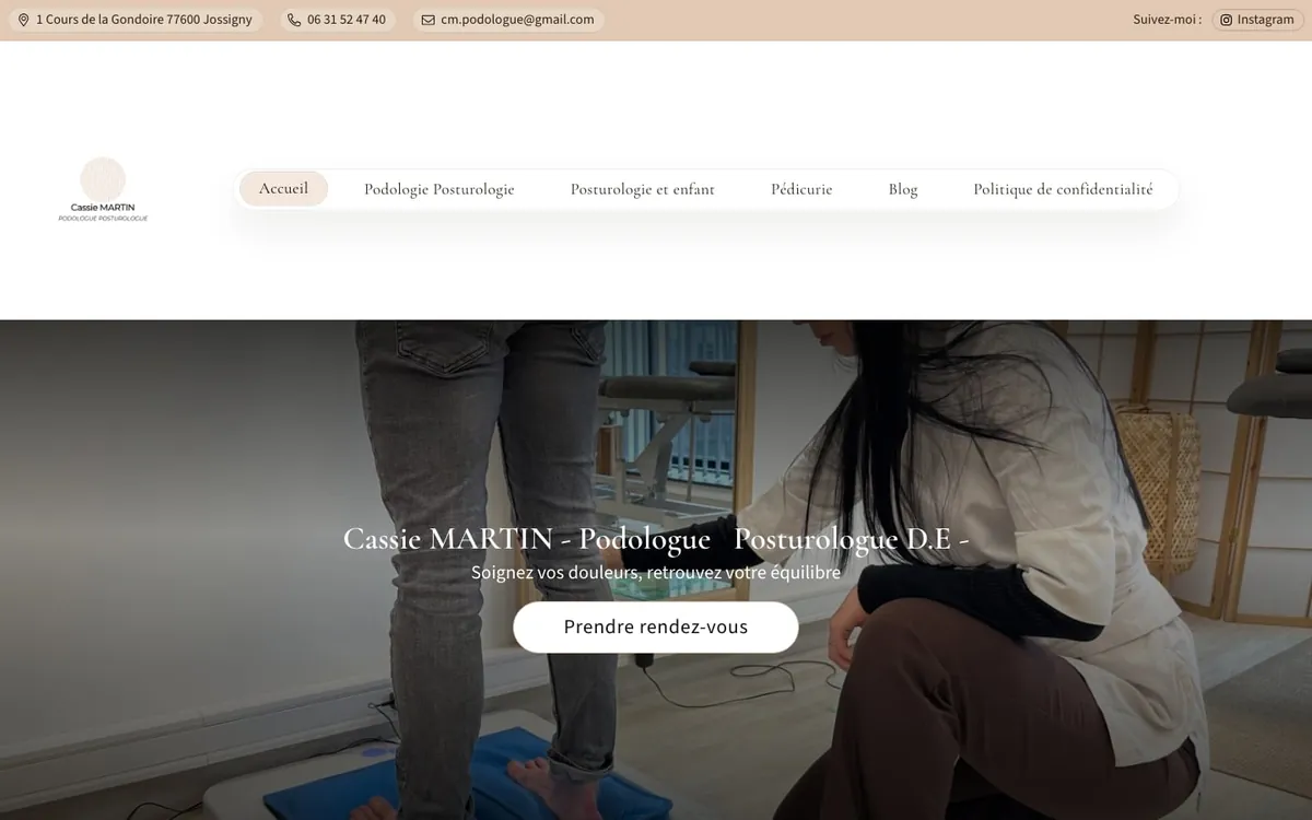 Page d'accueil du site valdeurope-podologue-posturologue.fr sur ordinateur